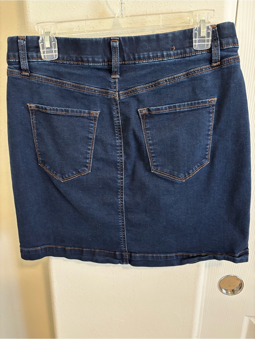 Dark Blue Denim Mini Skort  - Women's Casual Pocket
